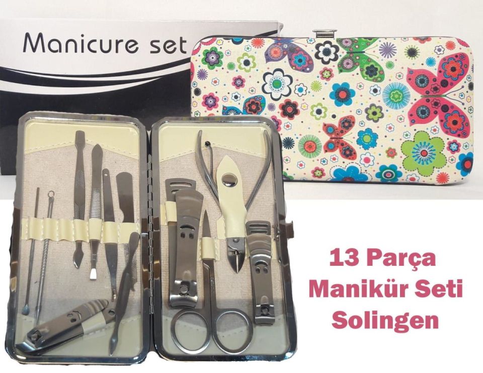 BKR Manikür Seti 13 Pcs Çiçek Çanta Orta Boy 10cmx15cmx3cm