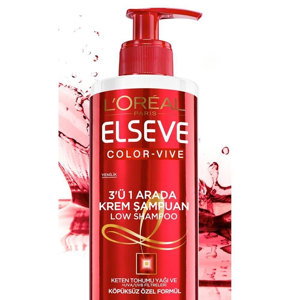 Elseve 3ü 1 Arada Köpüksüz Krem Şampuan Color Vive 400 Ml