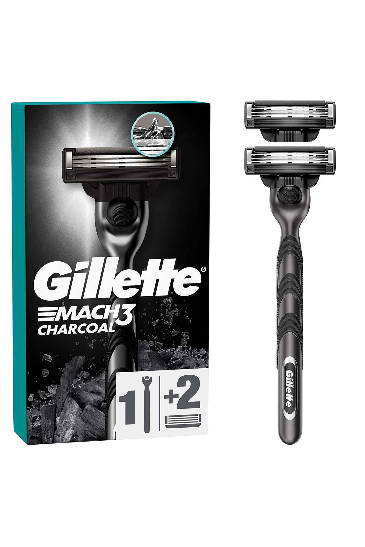 Gillette Mach3 Kömür Tıraş Makinesi + 2 Yedek Tıraş Bıçağı