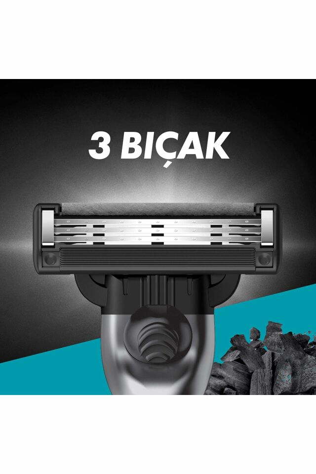 Gillette Mach3 Kömür Tıraş Makinesi + 2 Yedek Tıraş Bıçağı