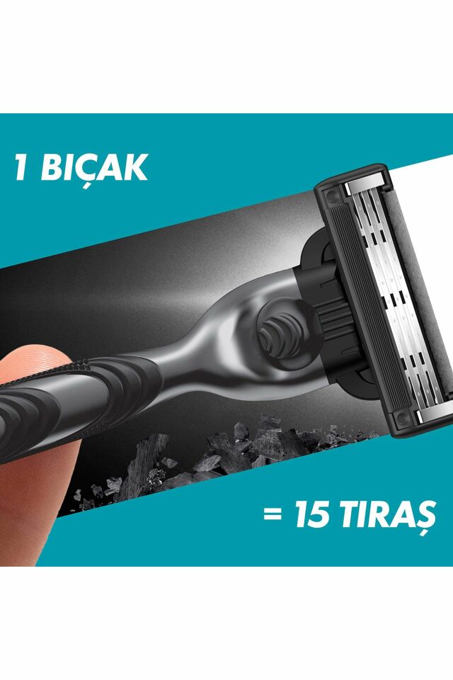 Gillette Mach3 Kömür Tıraş Makinesi + 2 Yedek Tıraş Bıçağı