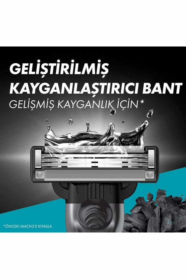 Gillette Mach3 Kömür Tıraş Makinesi + 2 Yedek Tıraş Bıçağı