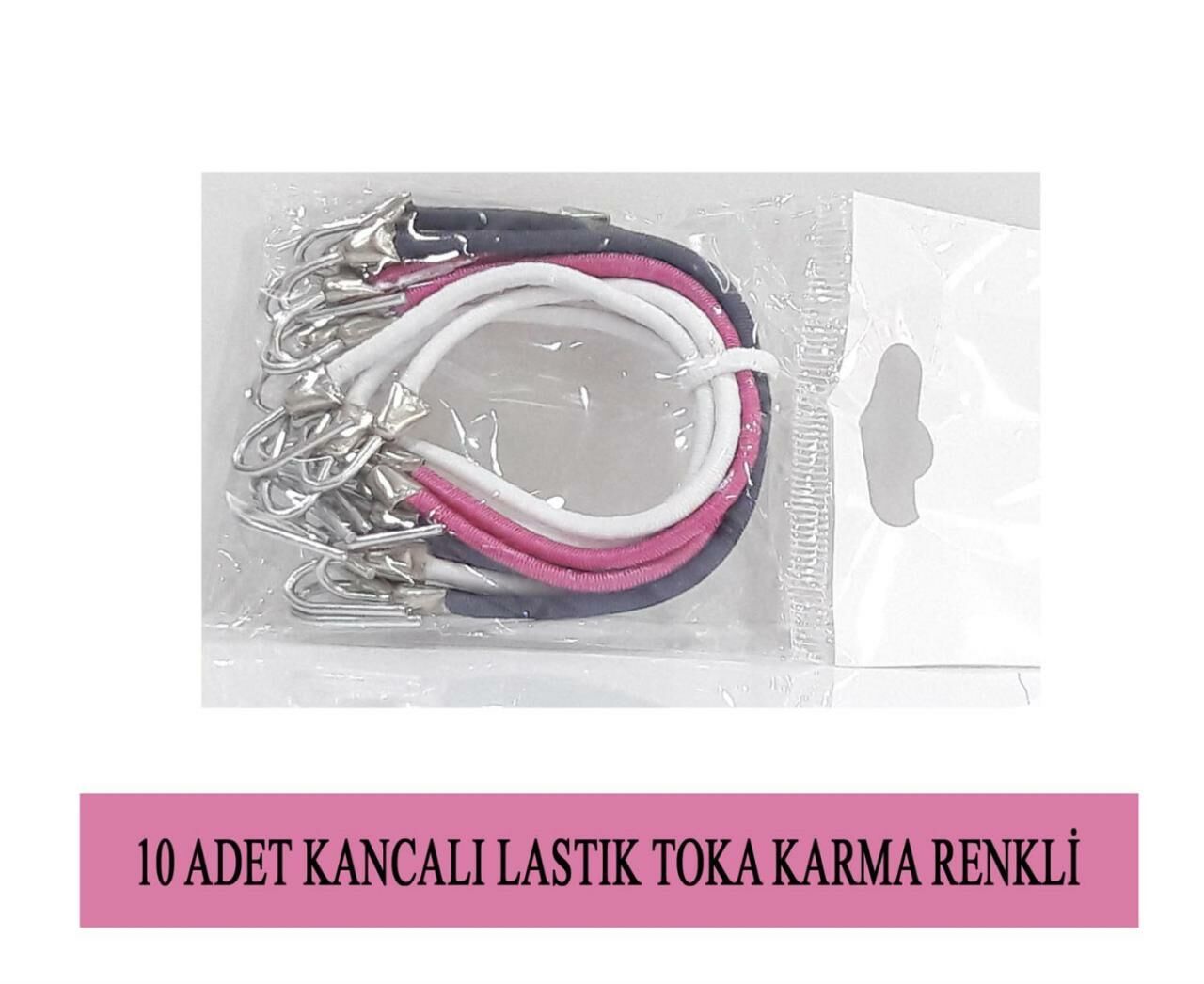 Metal Kancalı Lastik Toka Karma Renkli 10 lu Paket