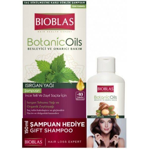 Bıoblas Isırgan Yağı İnce Telli Saçlar İçin Şampuan 360 ml + Argan Şampuan 150 ml