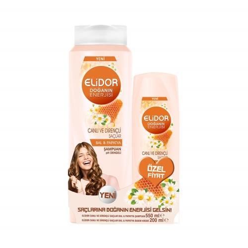 Elidor Doğanın Enerjisi Canlı Ve Dirençli Şampuan 500 Ml+200 ml Saç Kremi