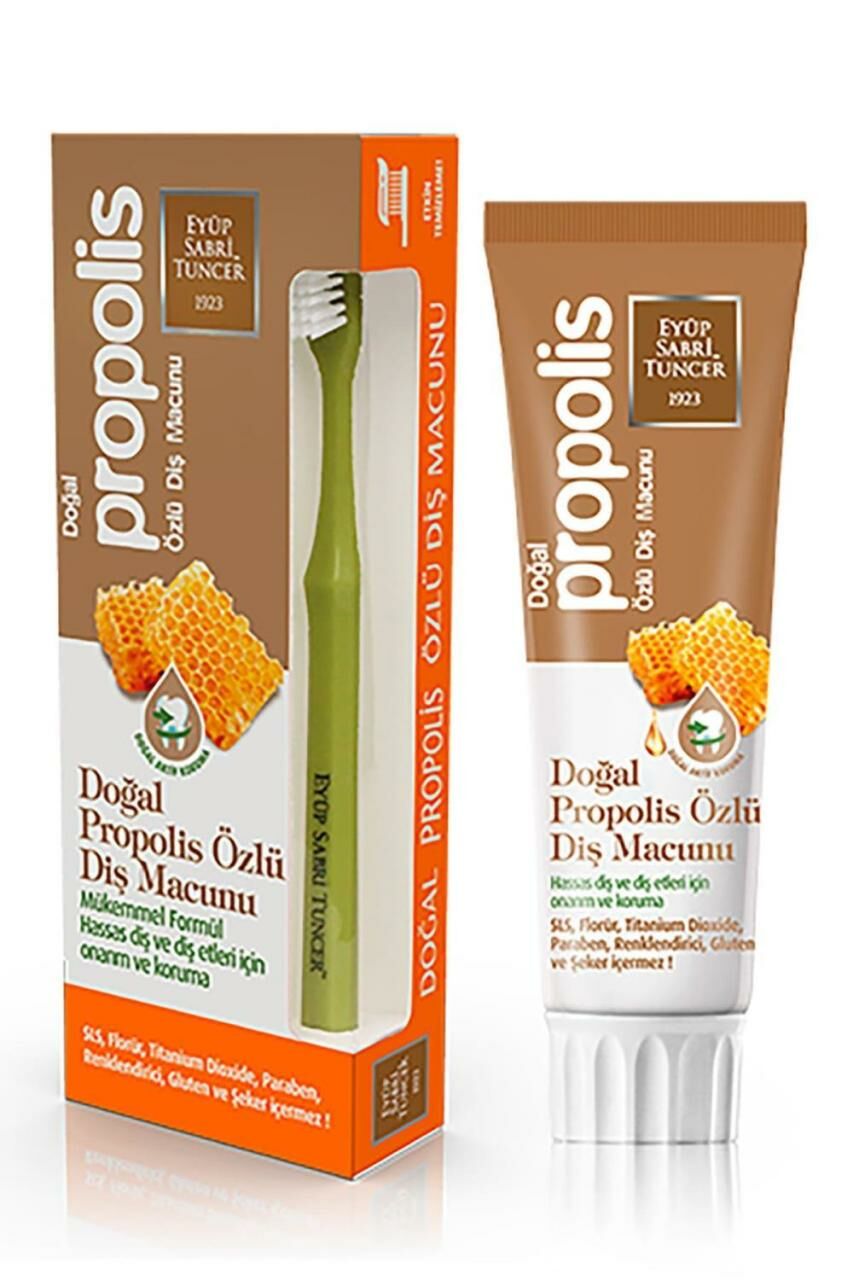 Eyüp Sabri Tuncer Doğal Propolis Özlü Diş Macunu 75 ml + Fırça Hediyeli