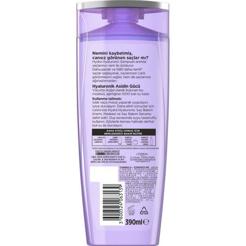 Loreal Elseve Hydra [Hyaluronic] Nem Dolduran Şampuan 390 ml