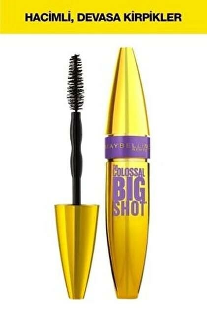 Maybelline Maskara Siyah Colossal Big Shot + Lasting Drama Çevirmeli Jel Uzun Süre Kalıcı Siyah Kalem