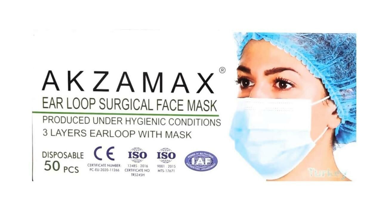 O.R.T Akzamax Lastikli Telli Cerrahi Yüz ve Ağız Maskesi 50 li Siyah