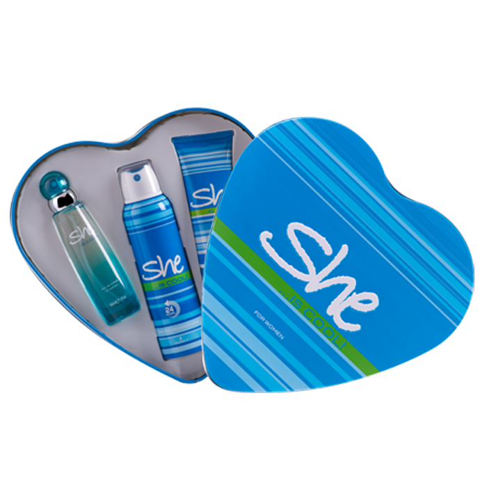 She Cool Set Kalp 50ml Edt + Deodorant + Vücut Losyonu 3lü Set