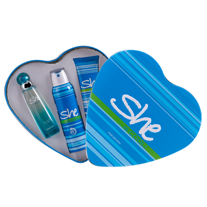 She Cool Set Kalp 50ml Edt + Deodorant + Vücut Losyonu 3lü Set