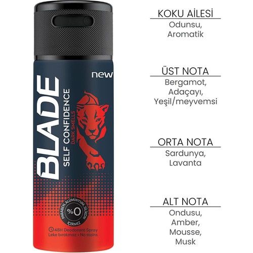 Blade Self Confidence Dark Smells Deodorant Spray 150 Ml Erkek