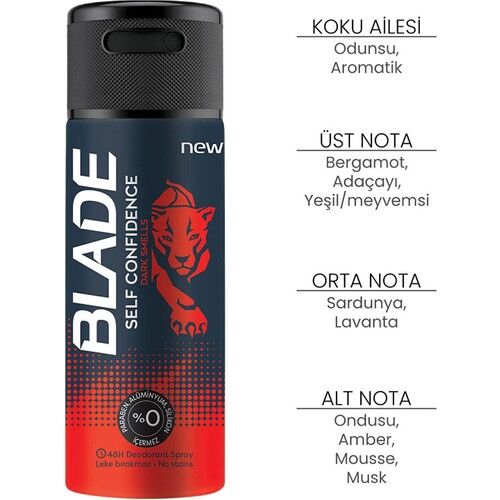 Blade Self Confidence Dark Smells Deodorant Spray 150 Ml Erkek