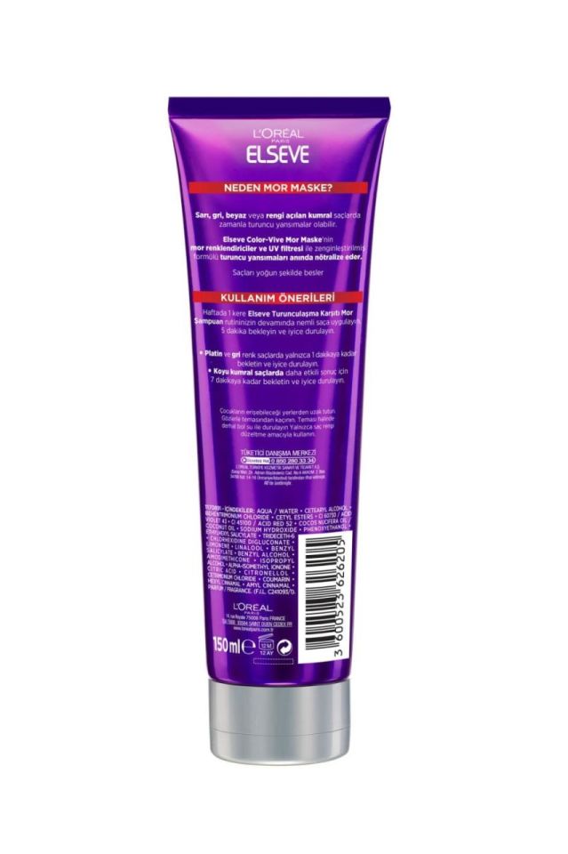 Loreal Elseve Turunculaşma Karşıtı 150 ml Mor Maske Color Vive
