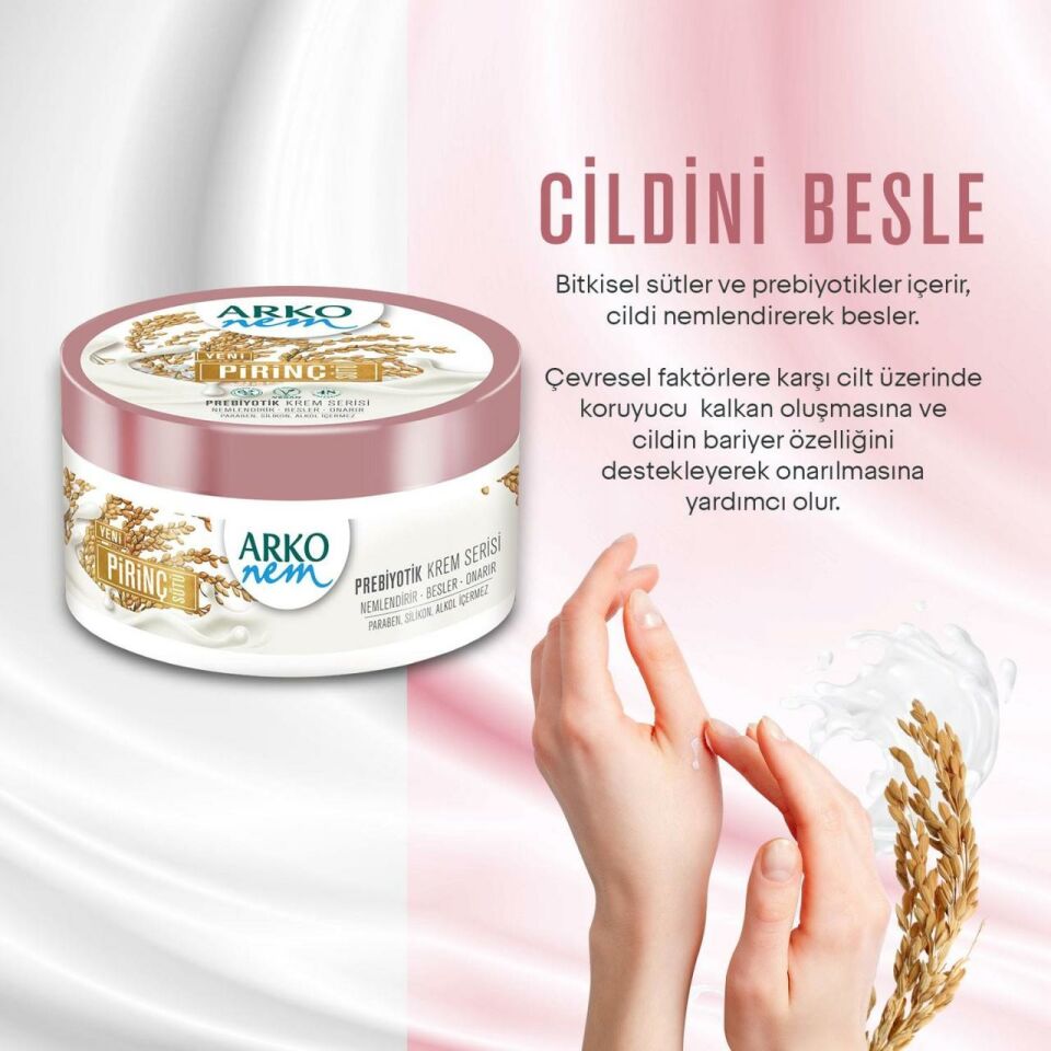 Arko Nem Prebiyotik Nemlendirici Krem Pirinç Sütü 250 Ml