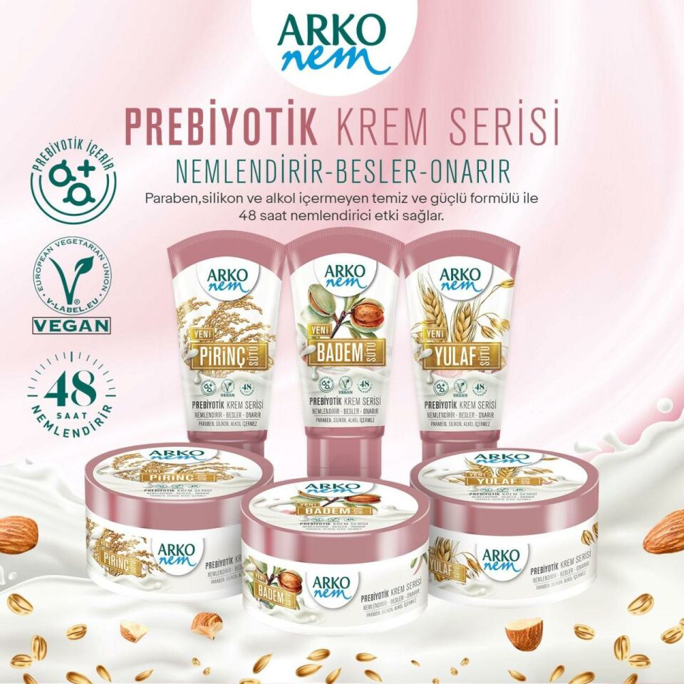 Arko Nem Prebiyotik Nemlendirici Krem Pirinç Sütü 250 Ml