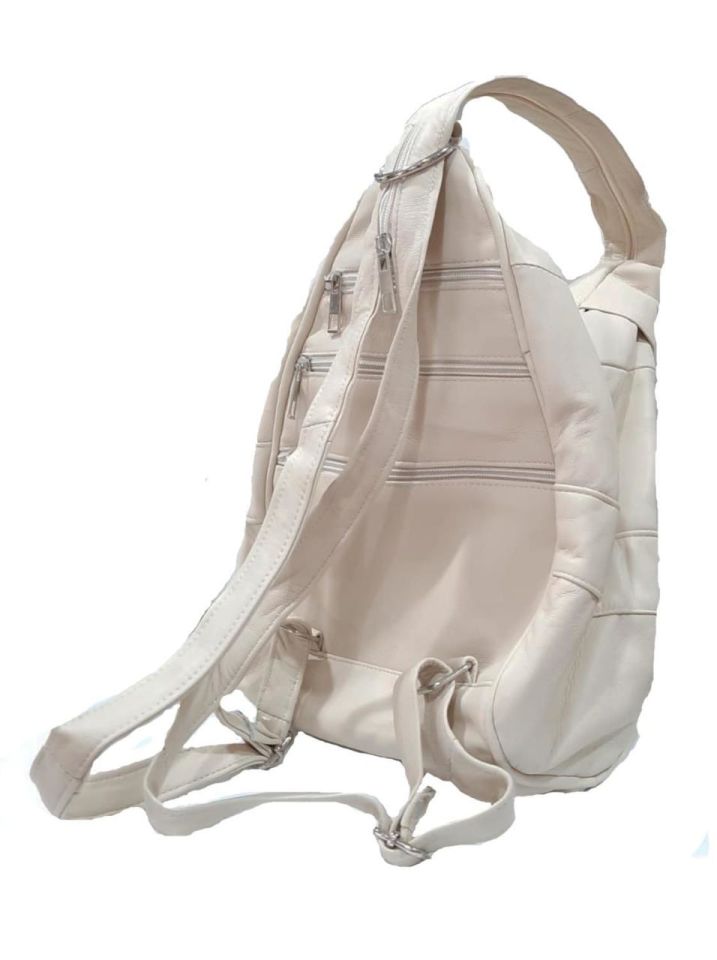 Seda Maymun Deri Sırt Çantası Krem Orta 35x25x35cm