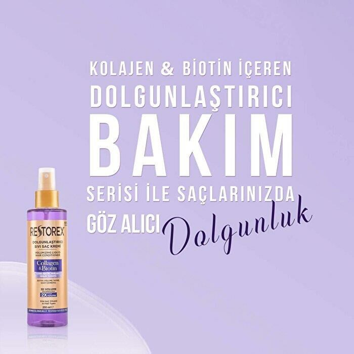 Restorex Sıvı Saç Kremi 200 Ml + 200 Ml Biotin ve Collagen Extra Hacim ve Parlaklık Kolay Tarama