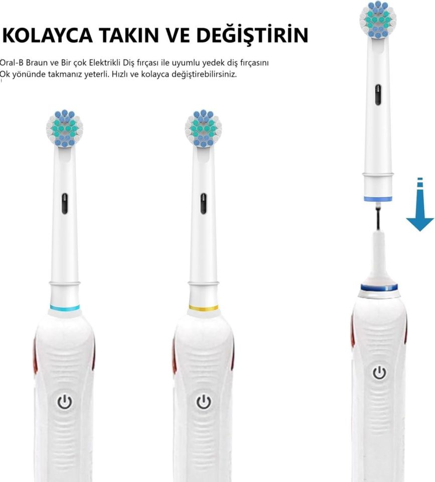 Soft Bristles Oral-B Uyumlu Yedek Diş Fırçası Başlıkları 4 Lü