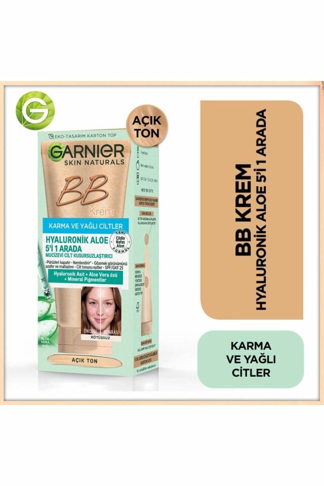 Garnier BB Krem Açık Ton 40 Ml Karma ve Yağlı Ciltler için 5in 1