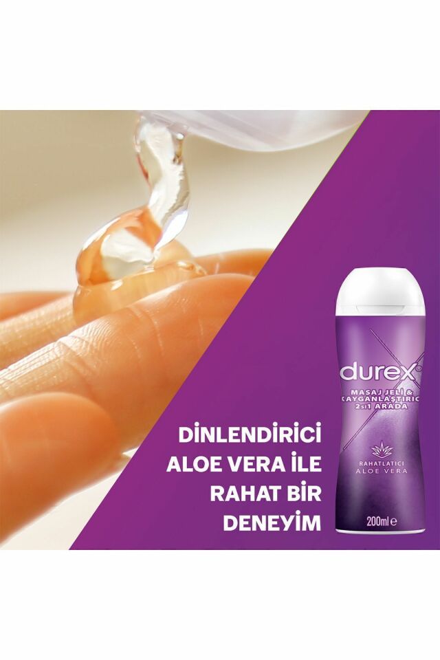 Durex Masaj Jeli ve Kayganlaştırıcı 2 si 1 Arada Aloe Vera 200 Ml
