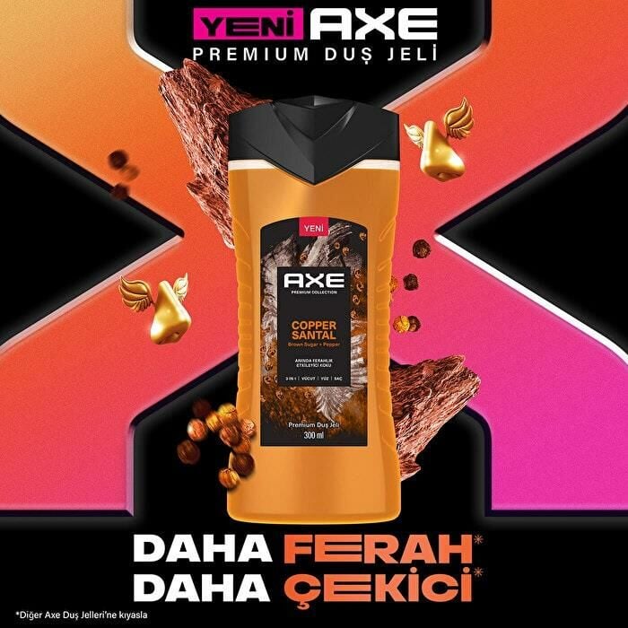 Axe Duş Jeli Copper Santal Premium Collectio 3 in 1 Sandal 300 Ml Yüz, Vücut , Saç