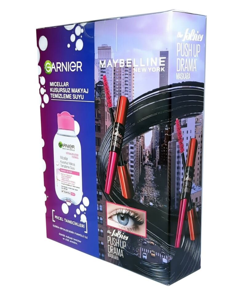 Maybelline Maskara Falsies Push Up Drama Yoğun Siyah + Garnier Micellar 100 Ml