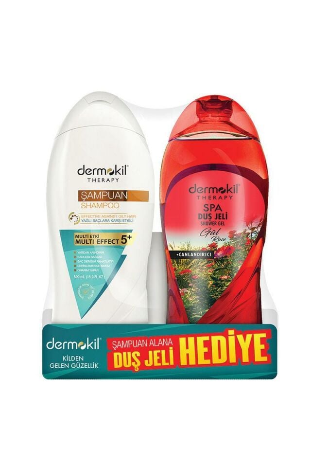 Dermokil Şampuan 500 ml Yağlı Saçlar + Duş Jeli 500 ml