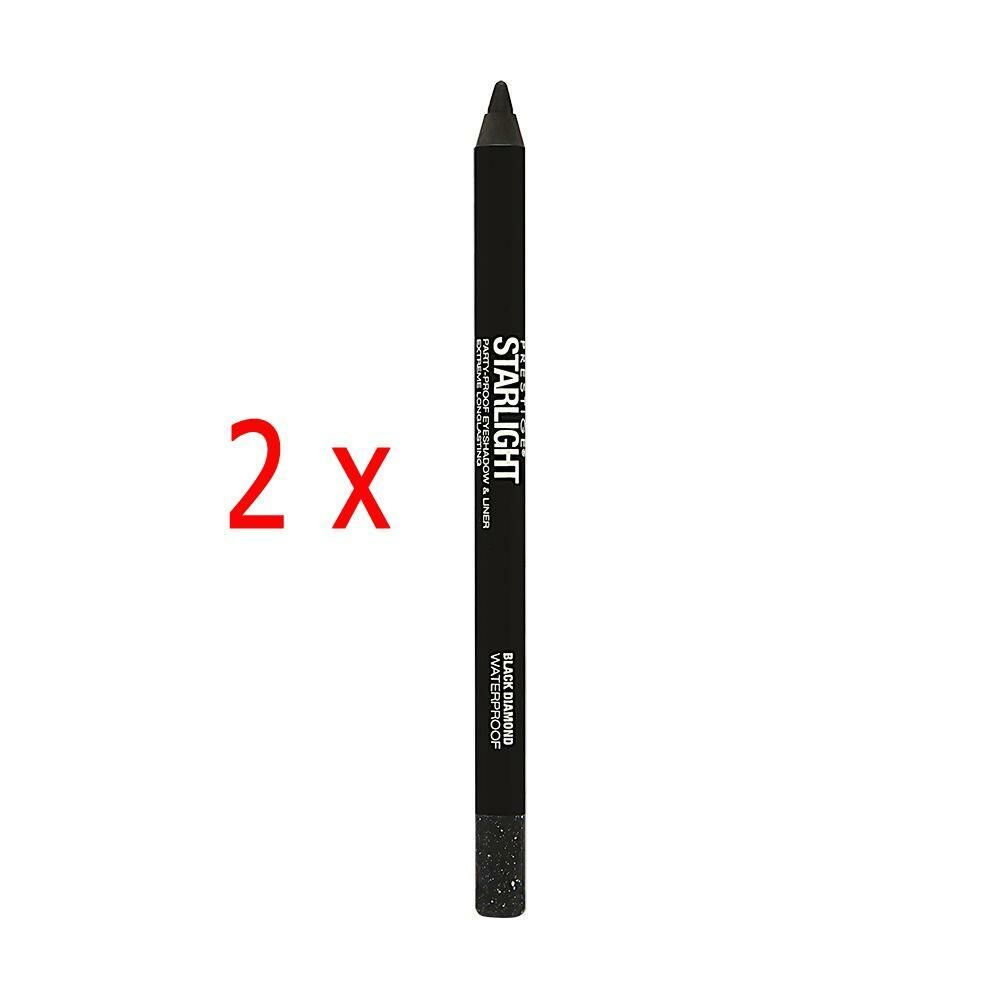 2 ADET X Prestige Starlight Party WaterProof Simli Siyah Göz Kalemi Black Diamond GGP 01