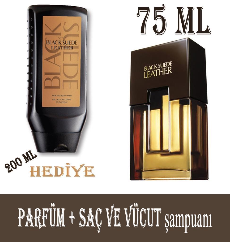 Avon Black Suede Leather Set Erkek Parfüm Edt 75 ml + Saç ve Vücut Şampuanı 200 ml