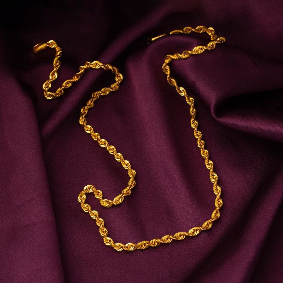 14 Ayar Altın Parlak Burma Zincir 65 cm
