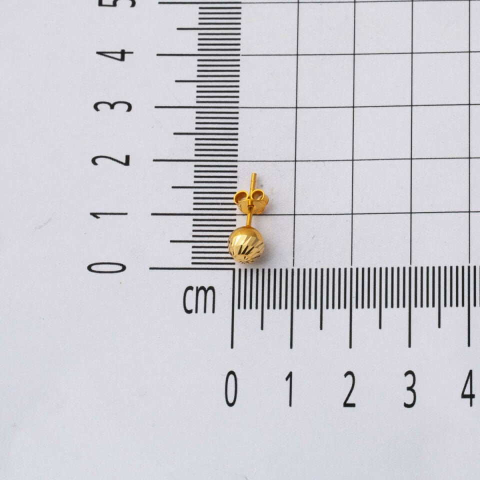 22 Ayar Kalemli Top Altın Küpe 5 mm.