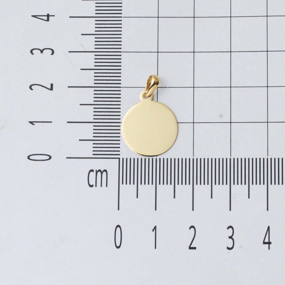 1.5 cm Çaplı 14 Ayar Altın Plaka Kolye Ucu
