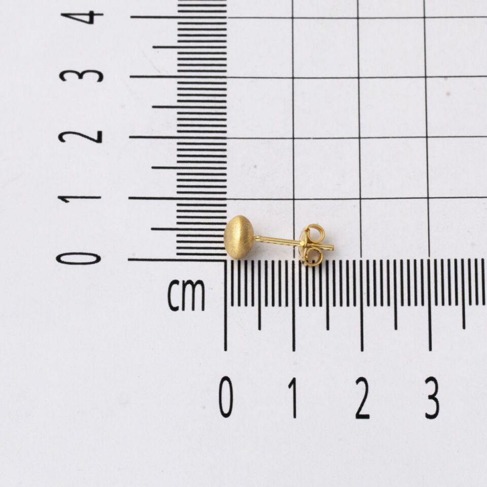 Parıltı Kumlu 14 Ayar Yassı Top Altın Küpe 6 mm.