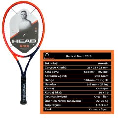 Head Radical Team 2023 Kordajsız Tenis Raketi
