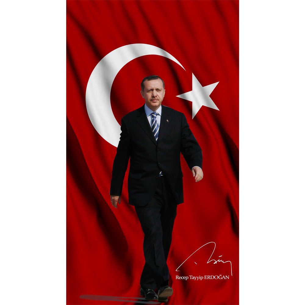 Recep Tayyip Erdoğan Bayrağı - Ayakta Durma Portesi – Raşel Kumaş