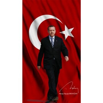 Recep Tayyip Erdoğan Bayrağı - Ayakta Durma Portesi – Raşel Kumaş