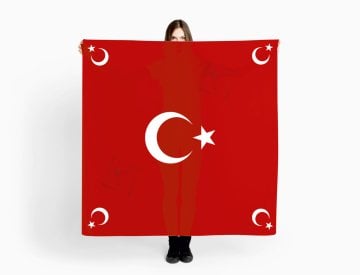 Ay Yıldızlı %100 Canlı Renklerle Özel Şifon Şal ve Fular