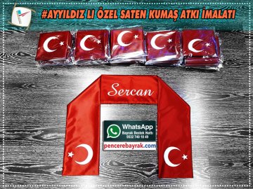 Ay Yıldız' lı Unisex Bay Bayan Kaliteli Atkı Fular