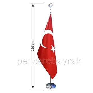 Makam Türk Bayrağı ve Gümüş Kaplama Direk | Şık ve Dayanıklı | Normal Kalite