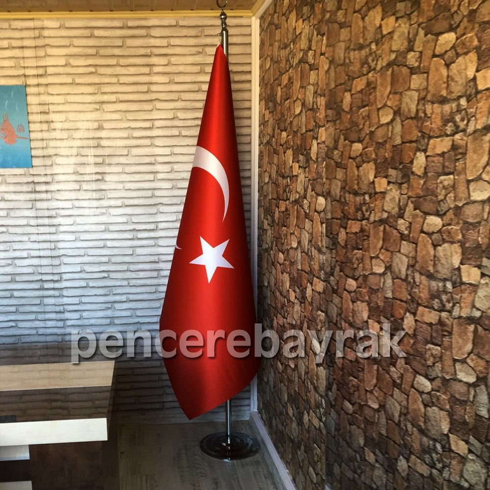 Makam Türk Bayrağı ve Gümüş Kaplama Direk | Şık ve Dayanıklı | Normal Kalite