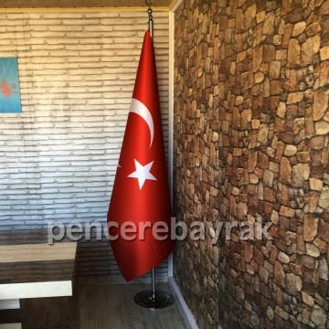 Makam Türk Bayrağı ve Gümüş Kaplama Direk | Şık ve Dayanıklı | Normal Kalite