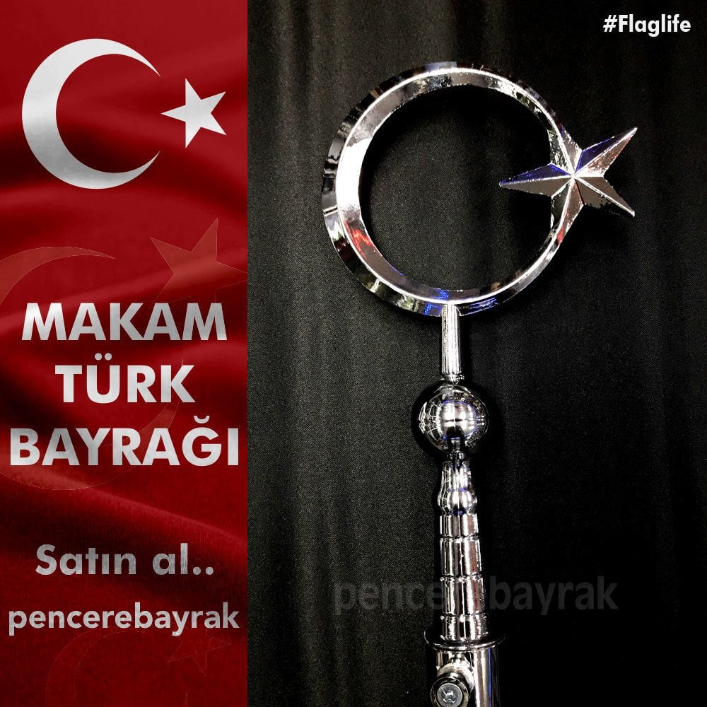 Krom Kaplama Makam Bayrak Direği | 225 cm | Şık ve Dayanıklı