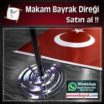Krom Kaplama Makam Bayrak Direği | 225 cm | Şık ve Dayanıklı