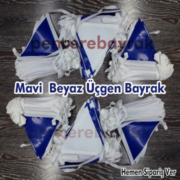 Baskısız Üçgen Flama | Mavi Beyaz