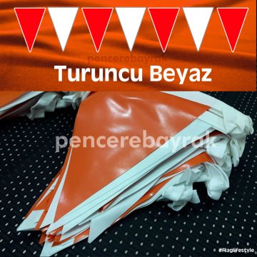 Baskısız Üçgen Flama | Turuncu Beyaz