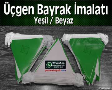 Baskısız Üçgen Bayrak | Yeşil Beyaz