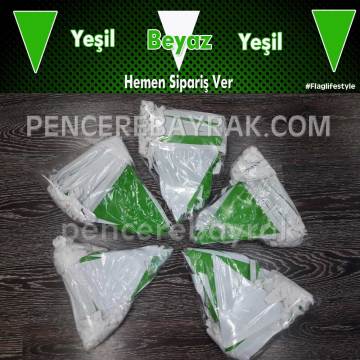 Baskısız Üçgen Bayrak | Yeşil Beyaz