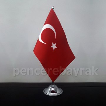 Masa Bayrağı - Tekli Direkli Türk Bayrağı 15x22,5 cm