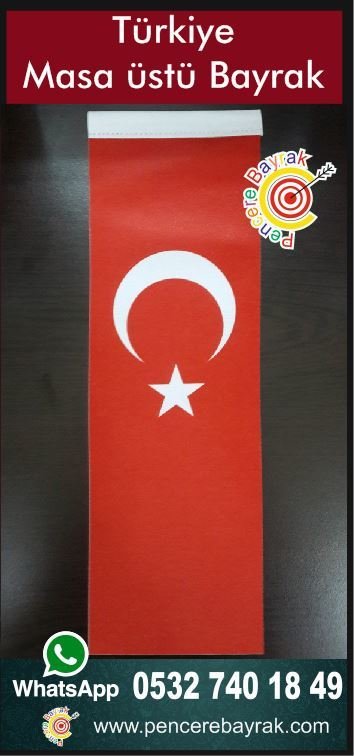 Türk Masa Bayrağı Düz Kesim - Sadece Bayrak 10x30 cm